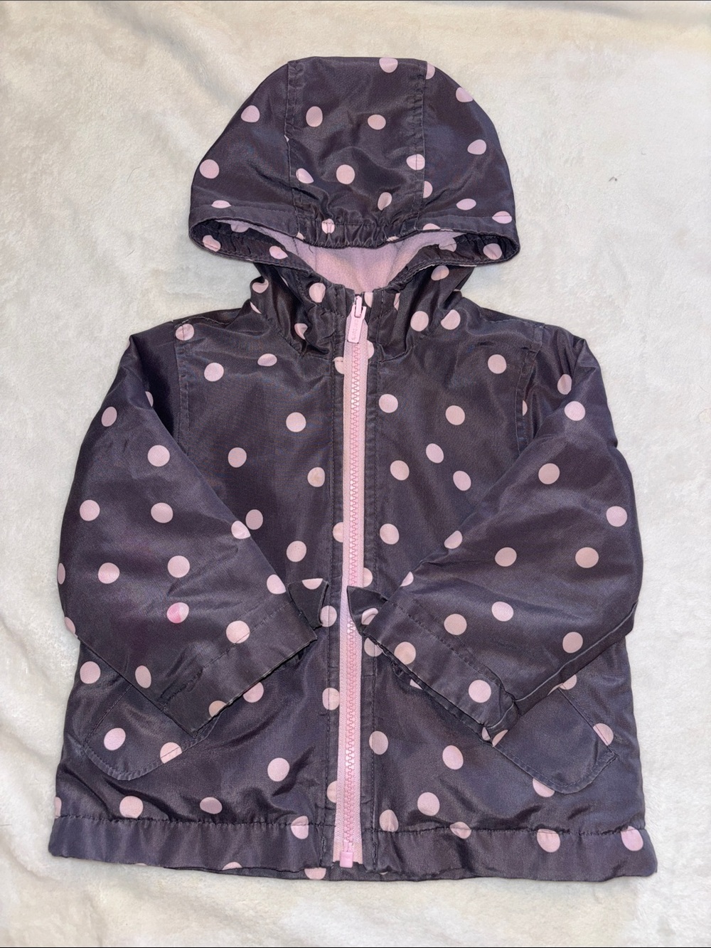Carters 18 month Girls' Polka Dot Hooded Rain Jacket - Pink & Navy